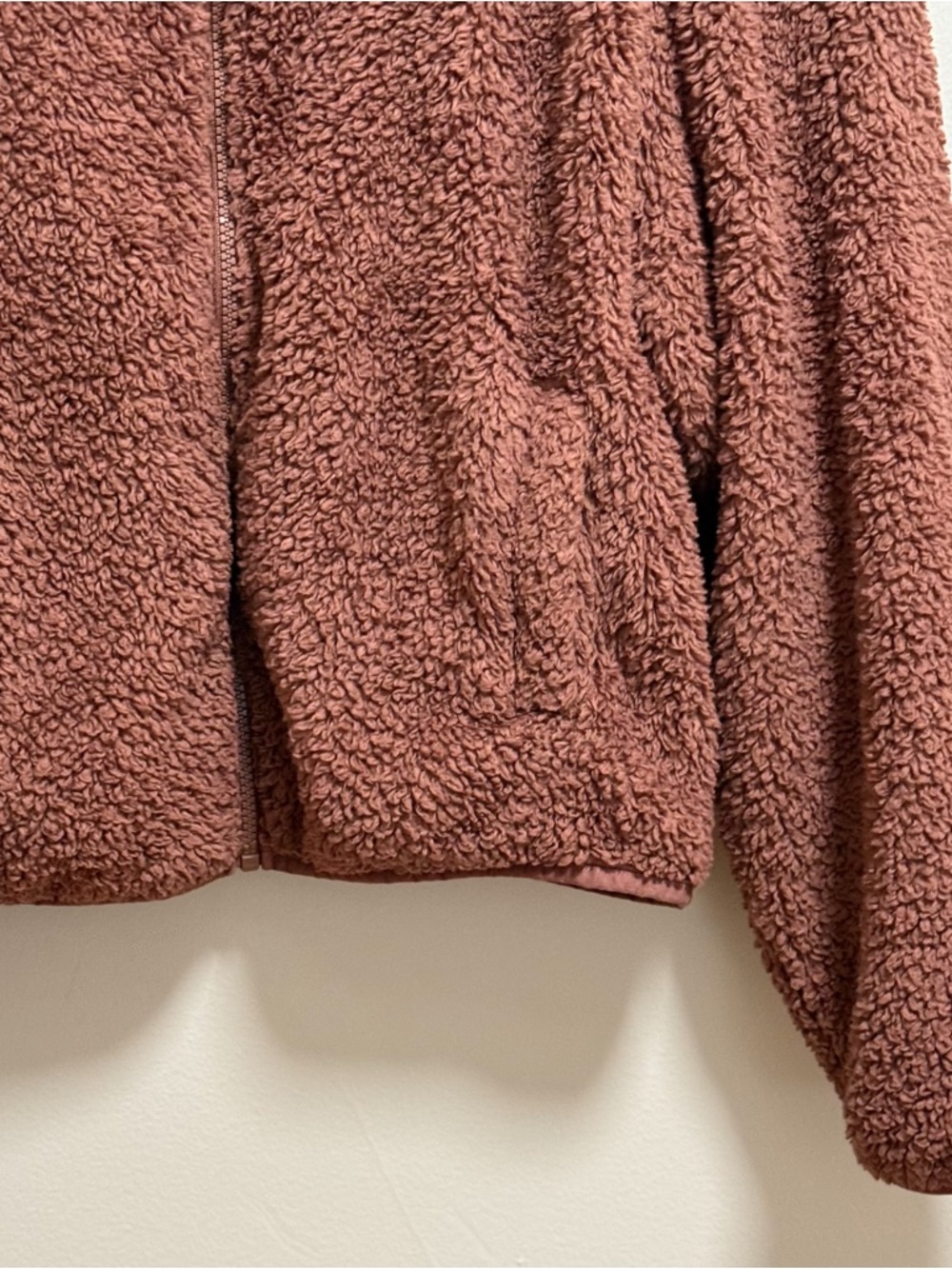 Old navy fleece zip up jacket cinnamon brown sherpa‎ athleisure cozy casual M - Picture 4 of 7
